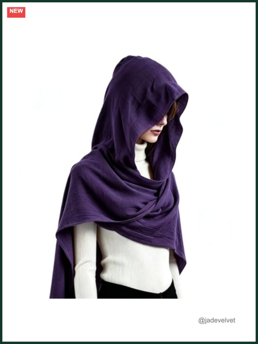 Hooded Cape Scarf 3-in-1 Cotton-Linen Blend Unisex One Size Cosplay